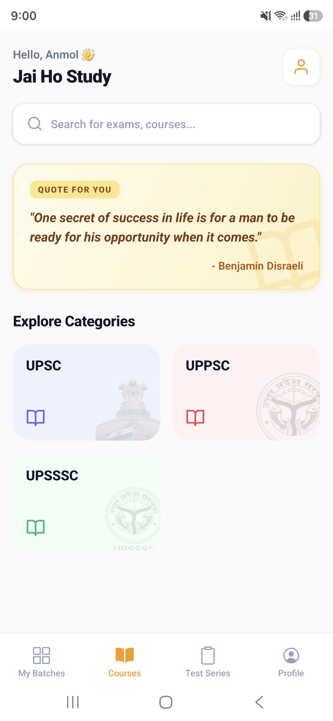 Jai Ho Study Mobile App Mockup